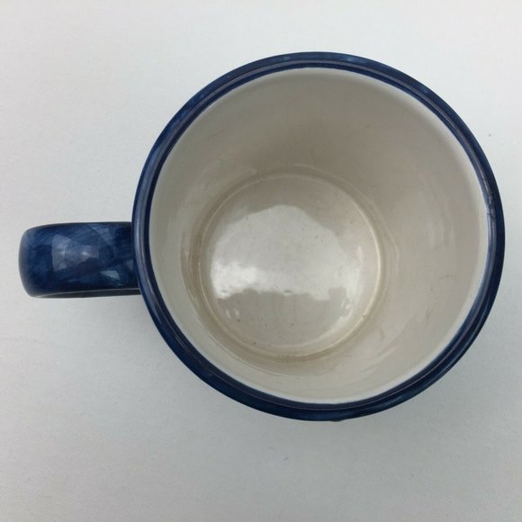 Susan Winget Patchwork Quilt Windmill Flower Basket Blue Ceramic Coffee Tea Mug - Picture 5 of 8